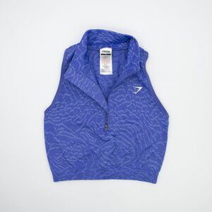 Gymshark Adapt Animal Seamless Crop 1/2 Zip Court Blue Size Small